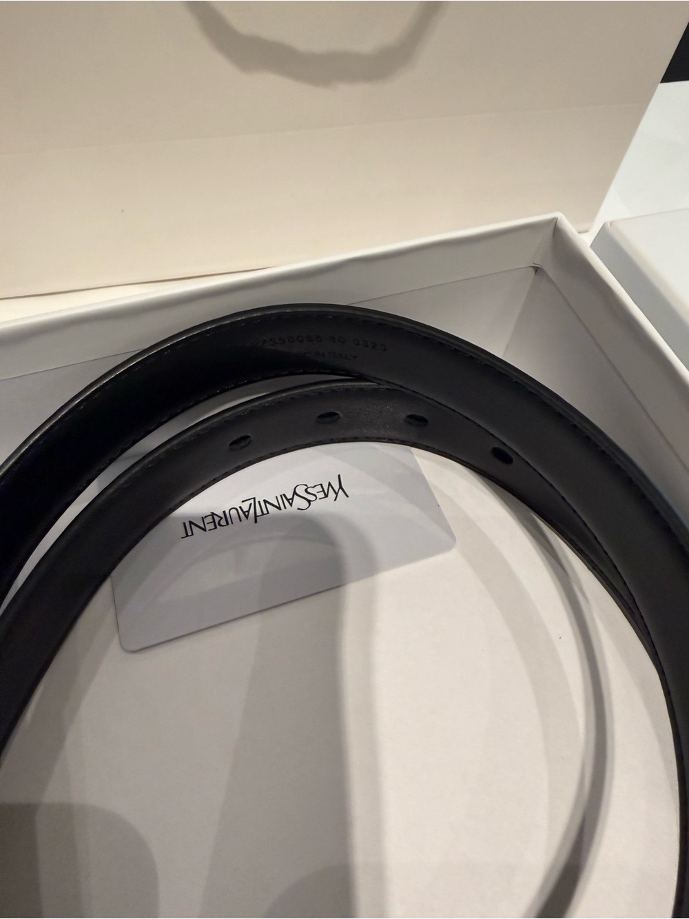 Brand New Saint Laurent Cassandre YSL Leather Belt Black Gold /Size 80 - Picture 8 of 14